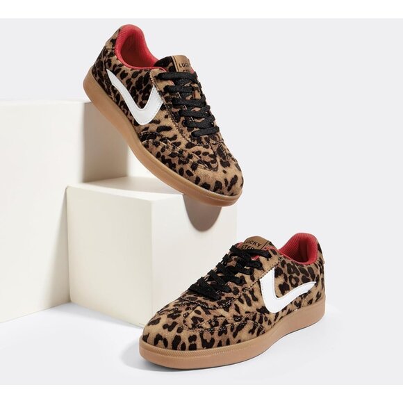 Women's  Leopard Retro Fashion Sneakers Classic Casual Walking Shoes - Picture 5 of 7